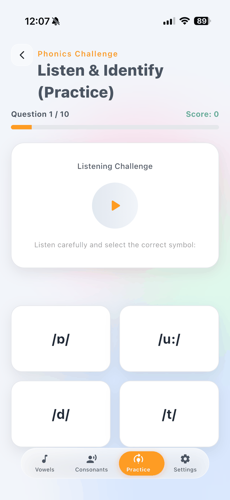 Listen and Identify Game Screenshot